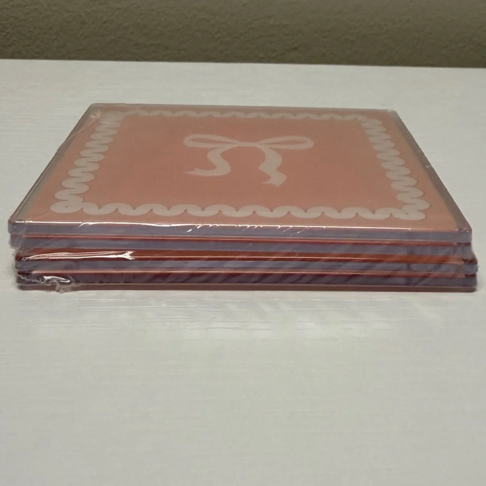 3 for $15 SALE Target Bullseye Coquette Pink & White Bow 4 Pack Coasters